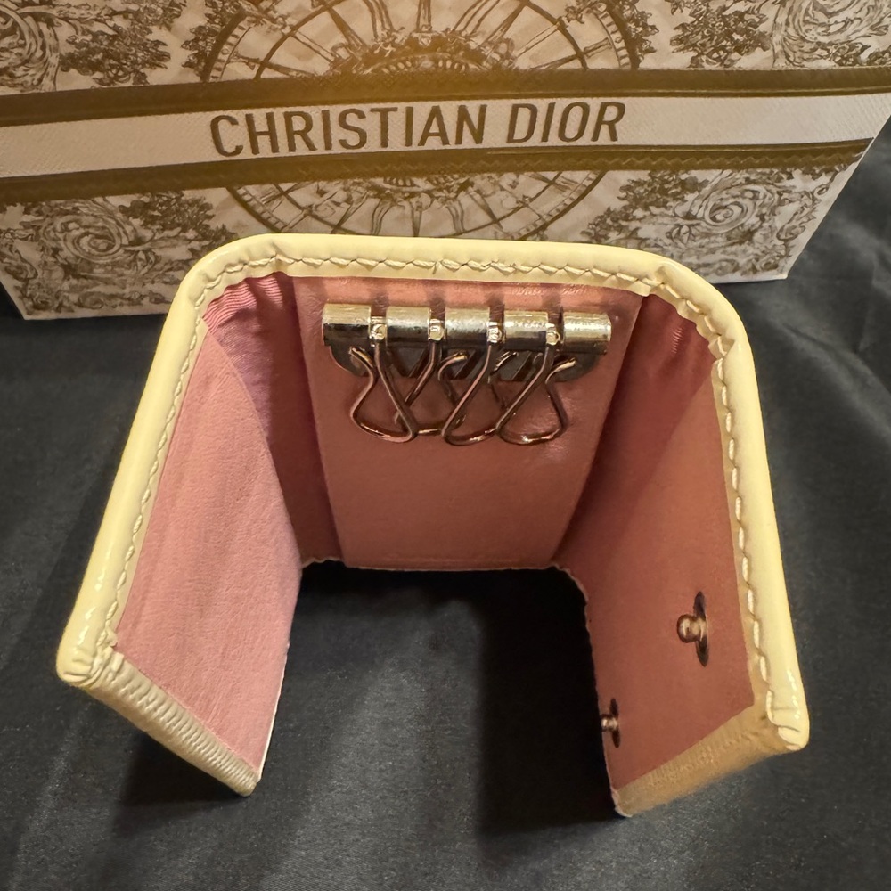 Dior Pink and Cream Canvas Key/Card Wallet - Picture 13 of 16